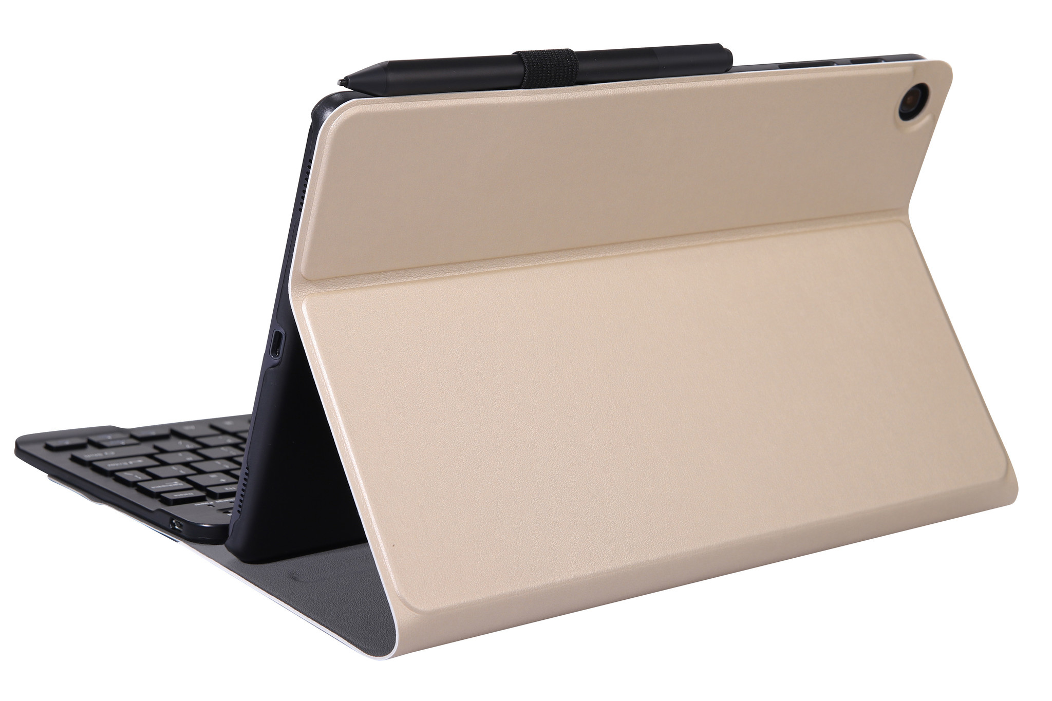 Nomfy Hoes Geschikt voor Samsung Galaxy Tab A8 Hoes Toetsenbord Hoes Case Book Cover Hoesje Met Screenprotector - Hoesje Geschikt voor Samsung Tab A8 Keyboard Hoes - Goud
