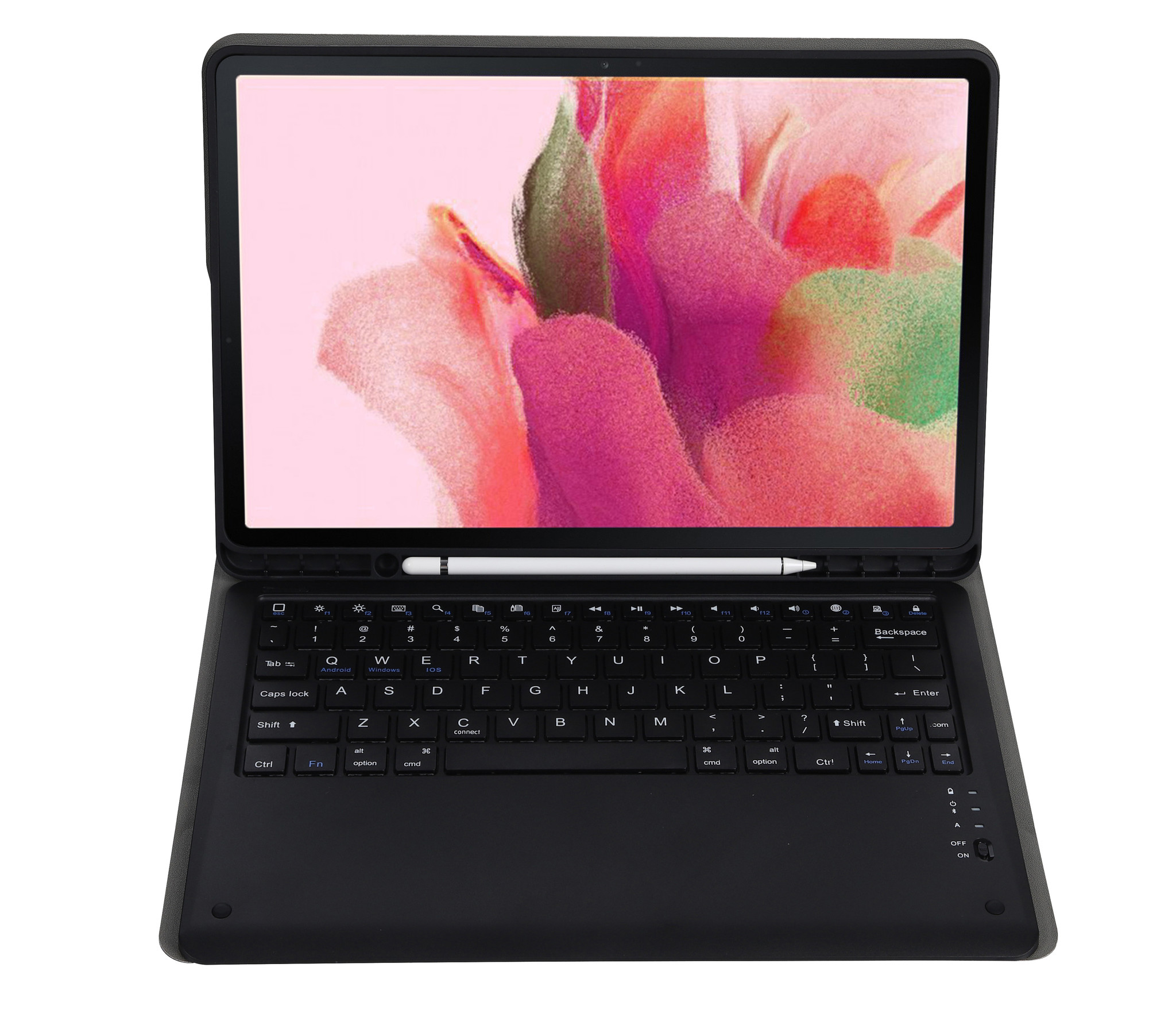 Nomfy Hoes Geschikt voor Samsung Galaxy Tab S7 FE Hoes Toetsenbord Hoes Case Book Cover Hoesje - Hoesje Geschikt voor Samsung Tab S7 FE Keyboard Hoes - Zwart