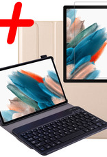 BASEY. Hoesje Geschikt voor Samsung Galaxy Tab A8 Toetsenbord Hoes Book Case Met Screenprotector - Hoes Geschikt voor Samsung Tab A8 Toetsenbord Hoesje Keyboard Cover - Goud