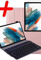 BASEY. Hoesje Geschikt voor Samsung Galaxy Tab A8 Toetsenbord Hoes Book Case Met Screenprotector - Hoes Geschikt voor Samsung Tab A8 Toetsenbord Hoesje Keyboard Cover - Rosé goud