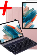 BASEY. Samsung Galaxy Tab A8 Toetsenbord Hoes Case Met Bescherm Glas - Samsung Galaxy Tab A8 2021 Keyboard Cover Hoesje En Screenprotector - Rosé Goud