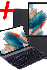 BASEY. Hoesje Geschikt voor Samsung Galaxy Tab A8 Toetsenbord Hoes Book Case Met Screenprotector - Hoes Geschikt voor Samsung Tab A8 Toetsenbord Hoesje Keyboard Cover - Zwart