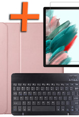 Nomfy Hoes Geschikt voor Samsung Galaxy Tab A8 Hoes Toetsenbord Hoes Case Book Cover Hoesje Met Screenprotector - Hoesje Geschikt voor Samsung Tab A8 Keyboard Hoes - Rosé goud
