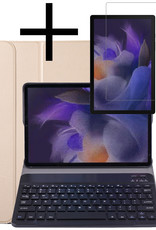 NoXx Hoesje Geschikt voor Samsung Galaxy Tab A8 Hoesje Toetsenbord Hoes Met Screenprotector - Hoes Geschikt voor Samsung Tab A8 Keyboard Case Book Cover - Goud