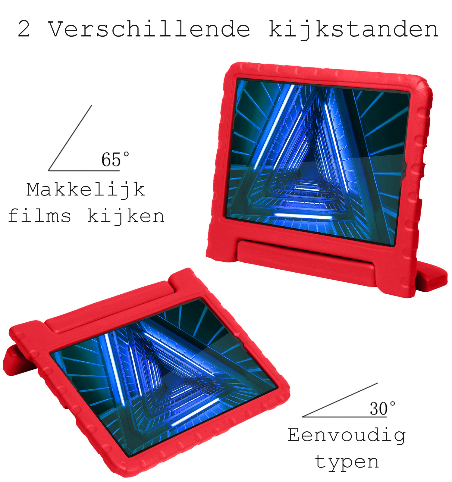 BASEY. Hoesje Geschikt voor Lenovo Tab M10 FHD Plus 2nd Gen Hoesje Kinder Hoes Shockproof Kinderhoes Met Screenprotector - Kindvriendelijk Hoesje Geschikt voor Lenovo Tab M10 FHD Plus (2e Gen) Hoes Kids Case - Rood