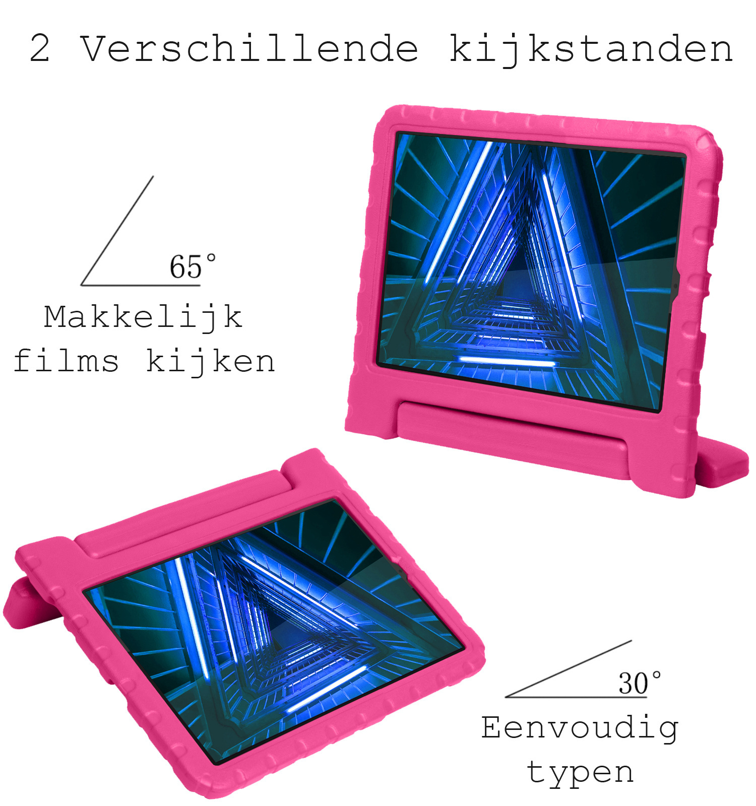 BASEY. Hoesje Geschikt voor Lenovo Tab M10 FHD Plus 2nd Gen Hoesje Kinder Hoes Shockproof Kinderhoes Met Screenprotector - Kindvriendelijk Hoesje Geschikt voor Lenovo Tab M10 FHD Plus (2e Gen) Hoes Kids Case - Roze
