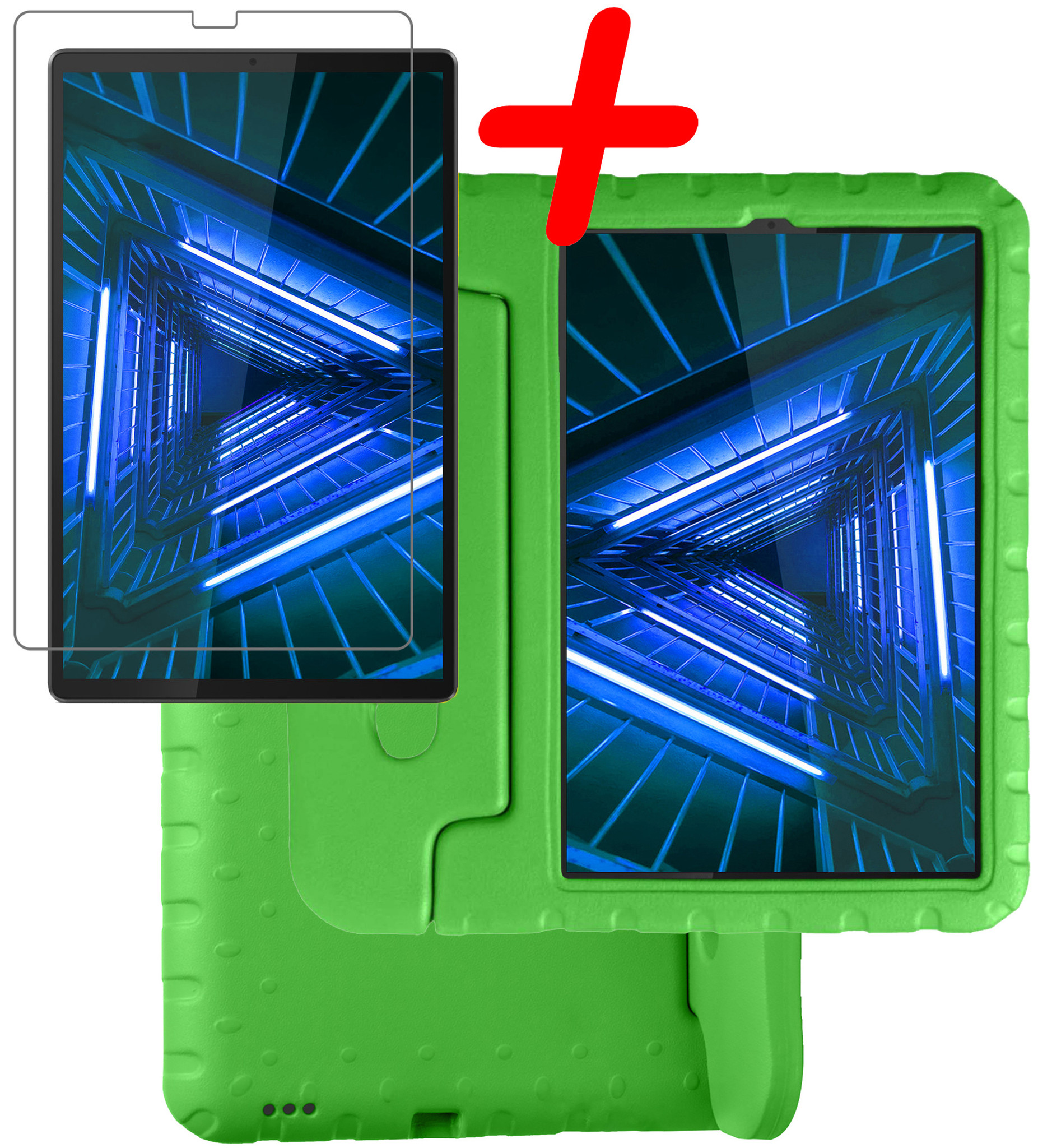 BASEY. Hoesje Geschikt voor Lenovo Tab M10 FHD Plus 2nd Gen Hoesje Kinder Hoes Shockproof Kinderhoes Met Screenprotector - Kindvriendelijk Hoesje Geschikt voor Lenovo Tab M10 FHD Plus (2e Gen) Hoes Kids Case - Groen