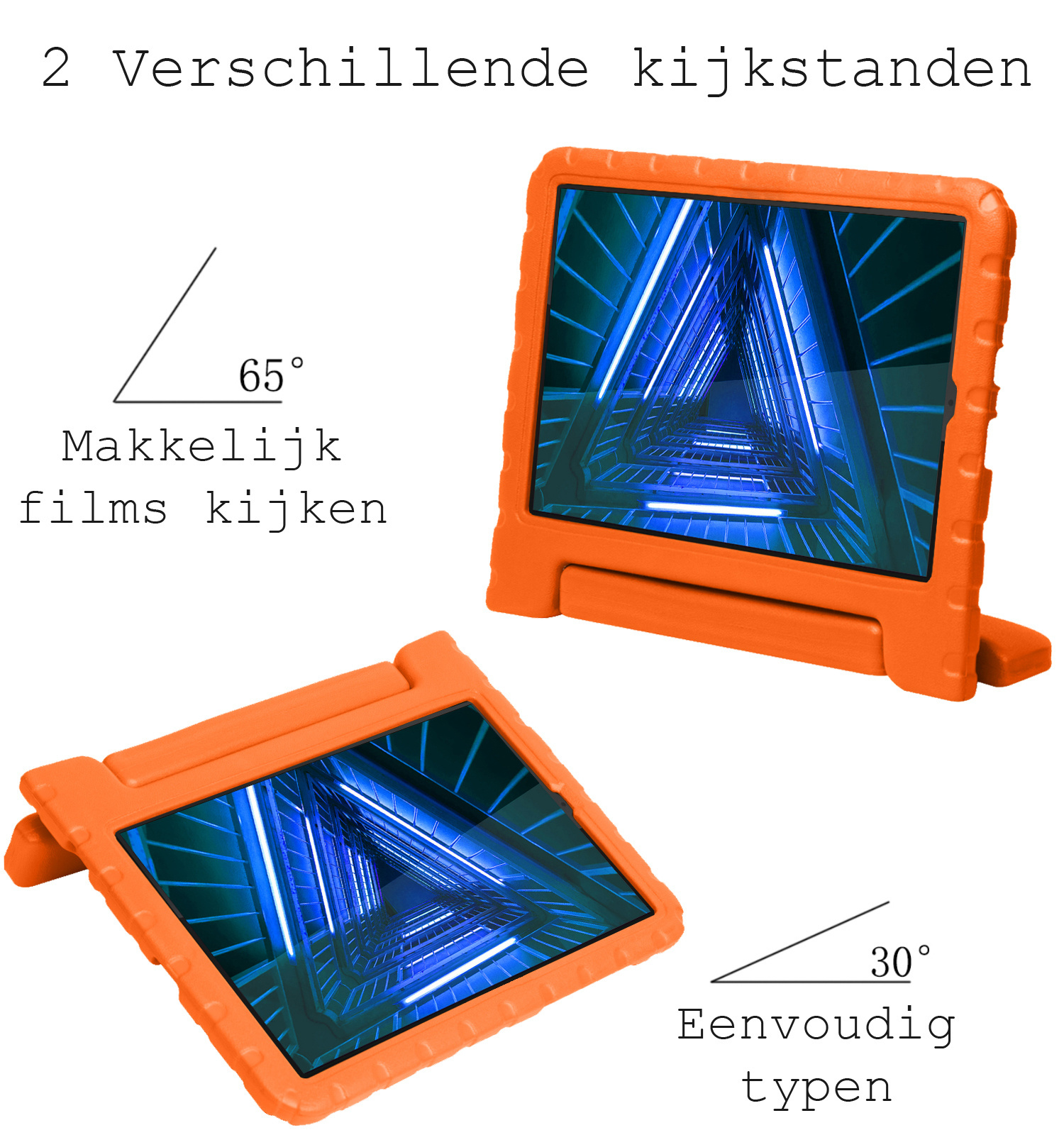 BASEY. Hoesje Geschikt voor Lenovo Tab M10 FHD Plus 2nd Gen Hoesje Kinder Hoes Shockproof Kinderhoes Met 2x Screenprotector - Kindvriendelijk Hoesje Geschikt voor Lenovo Tab M10 FHD Plus (2e Gen) Hoes Kids Case - Oranje