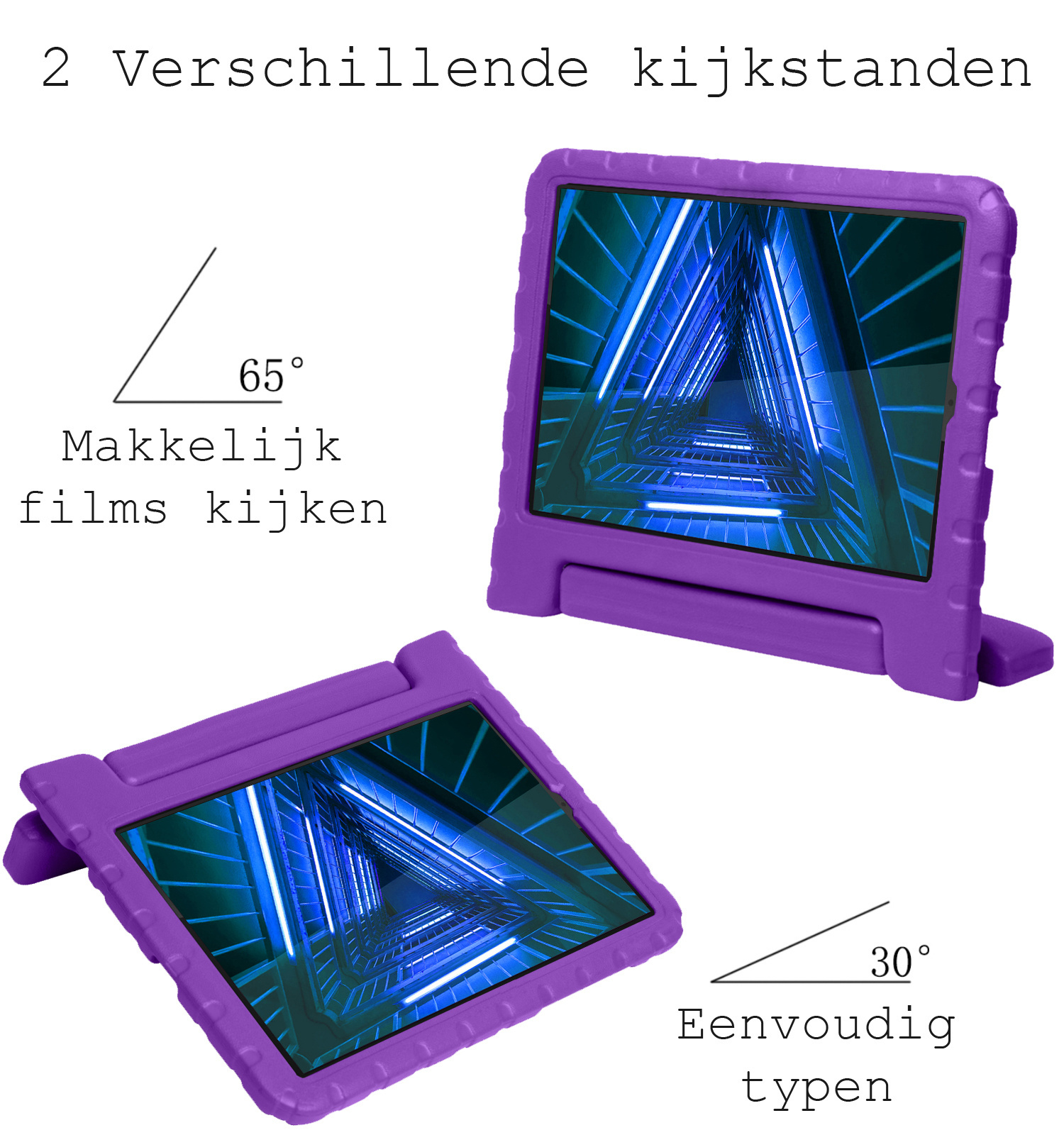 BASEY. Hoesje Geschikt voor Lenovo Tab M10 FHD Plus 2nd Gen Hoesje Kinder Hoes Shockproof Kinderhoes Met 2x Screenprotector - Kindvriendelijk Hoesje Geschikt voor Lenovo Tab M10 FHD Plus (2e Gen) Hoes Kids Case - Paars