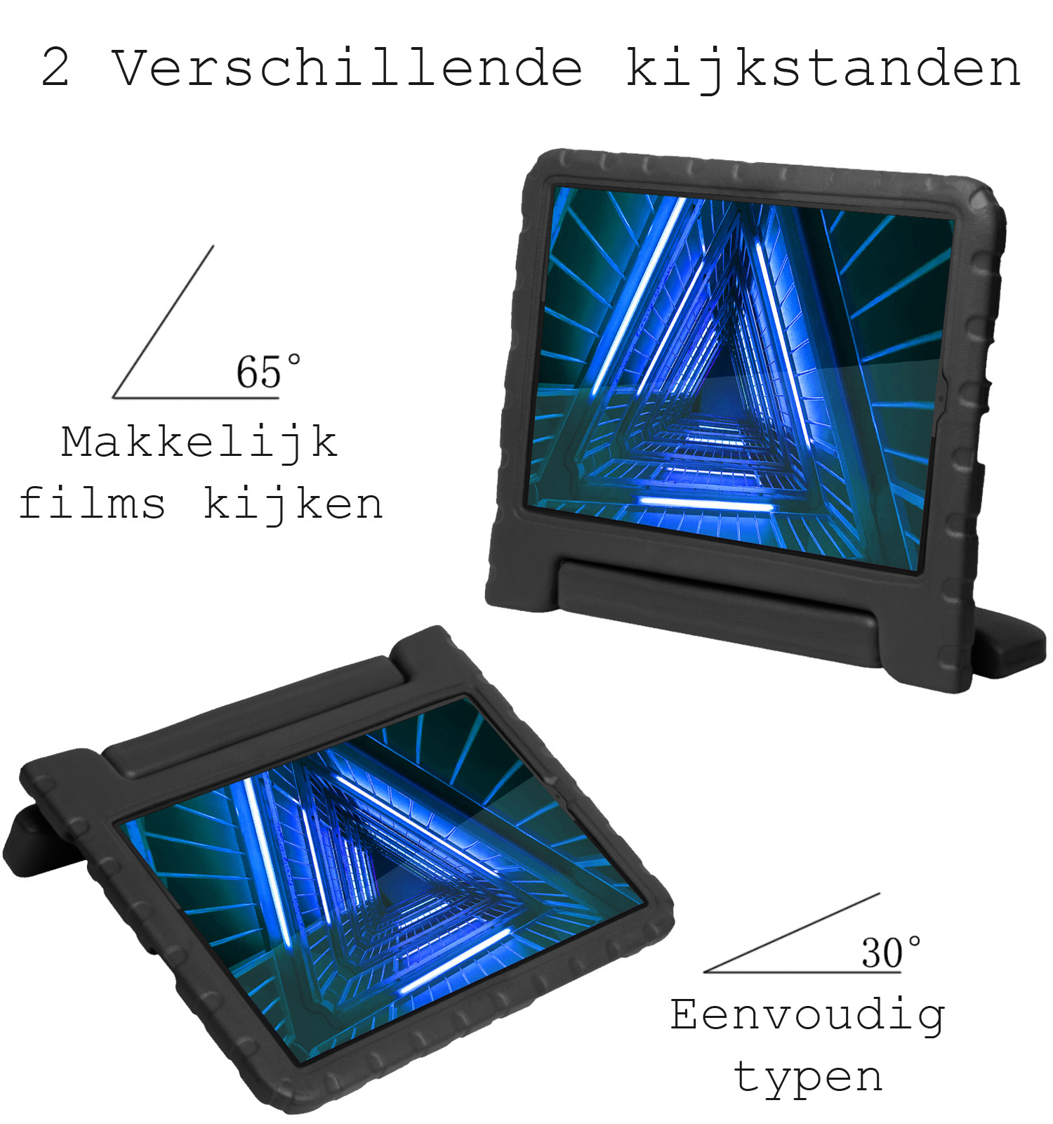 BASEY. Hoesje Geschikt voor Lenovo Tab M10 FHD Plus 2nd Gen Hoesje Kinder Hoes Shockproof Kinderhoes Met 2x Screenprotector - Kindvriendelijk Hoesje Geschikt voor Lenovo Tab M10 FHD Plus (2e Gen) Hoes Kids Case - Zwart