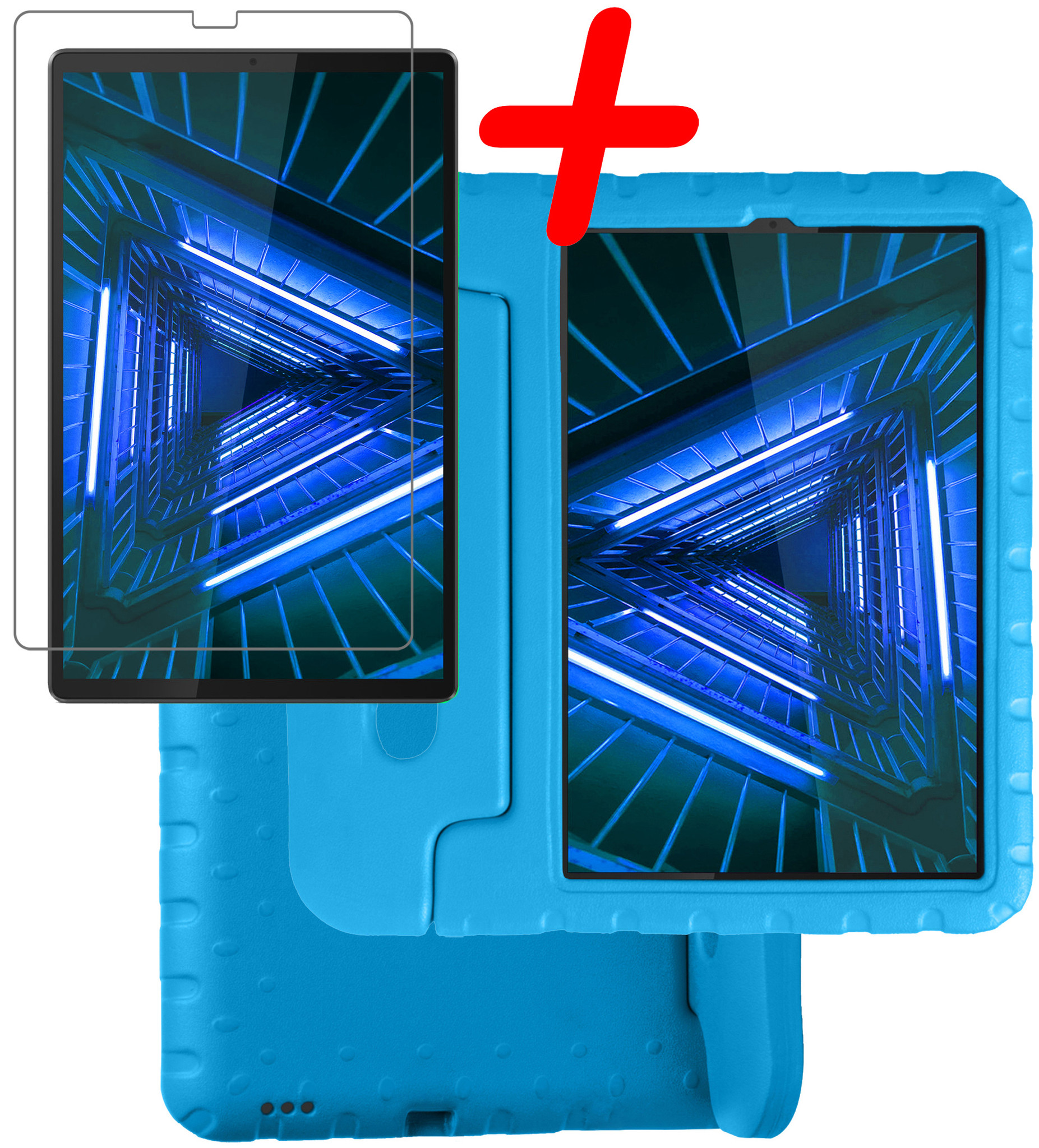 BASEY. Hoesje Geschikt voor Lenovo Tab M10 FHD Plus 2nd Gen Hoesje Kinder Hoes Shockproof Kinderhoes Met Screenprotector - Kindvriendelijk Hoesje Geschikt voor Lenovo Tab M10 FHD Plus (2e Gen) Hoes Kids Case - Blauw