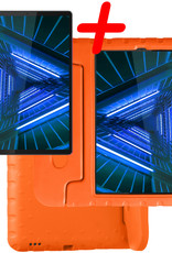 BASEY. Hoesje Geschikt voor Lenovo Tab M10 FHD Plus 2nd Gen Hoesje Kinder Hoes Shockproof Kinderhoes Met Screenprotector - Kindvriendelijk Hoesje Geschikt voor Lenovo Tab M10 FHD Plus (2e Gen) Hoes Kids Case - Oranje