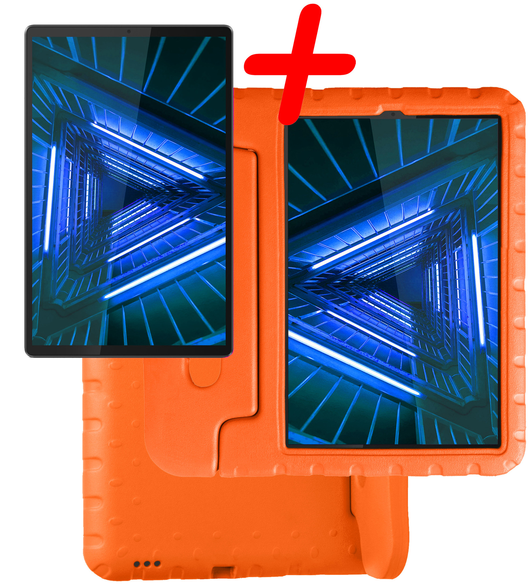 BASEY. Hoesje Geschikt voor Lenovo Tab M10 FHD Plus 2nd Gen Hoesje Kinder Hoes Shockproof Kinderhoes Met Screenprotector - Kindvriendelijk Hoesje Geschikt voor Lenovo Tab M10 FHD Plus (2e Gen) Hoes Kids Case - Oranje