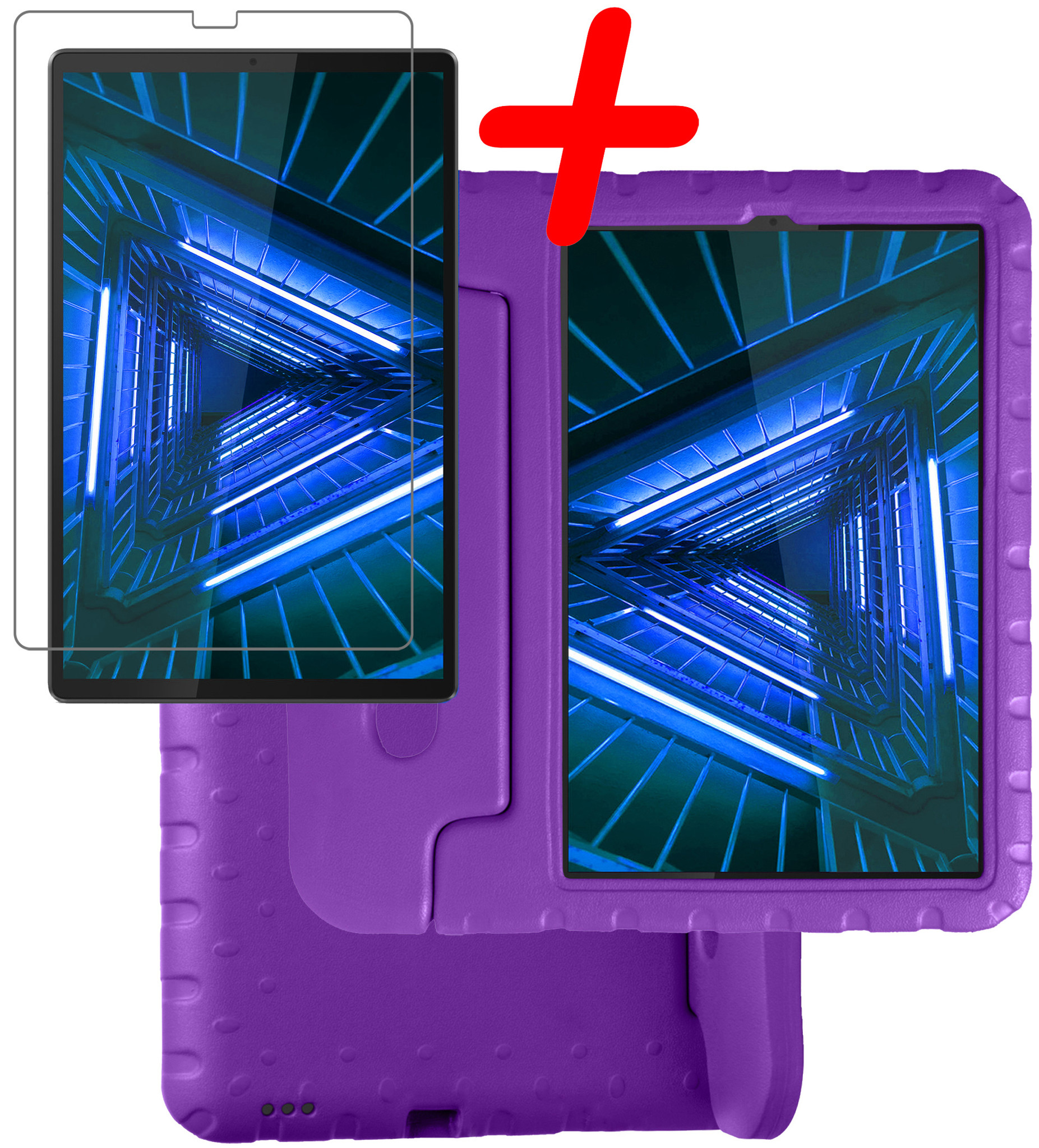 BASEY. Hoesje Geschikt voor Lenovo Tab M10 FHD Plus 2nd Gen Hoesje Kinder Hoes Shockproof Kinderhoes Met Screenprotector - Kindvriendelijk Hoesje Geschikt voor Lenovo Tab M10 FHD Plus (2e Gen) Hoes Kids Case - Paars