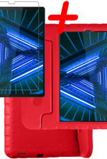 BASEY. Hoesje Geschikt voor Lenovo Tab M10 FHD Plus 2nd Gen Hoesje Kinder Hoes Shockproof Kinderhoes Met Screenprotector - Kindvriendelijk Hoesje Geschikt voor Lenovo Tab M10 FHD Plus (2e Gen) Hoes Kids Case - Rood