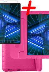 BASEY. Hoesje Geschikt voor Lenovo Tab M10 FHD Plus 2nd Gen Hoesje Kinder Hoes Shockproof Kinderhoes Met Screenprotector - Kindvriendelijk Hoesje Geschikt voor Lenovo Tab M10 FHD Plus (2e Gen) Hoes Kids Case - Roze