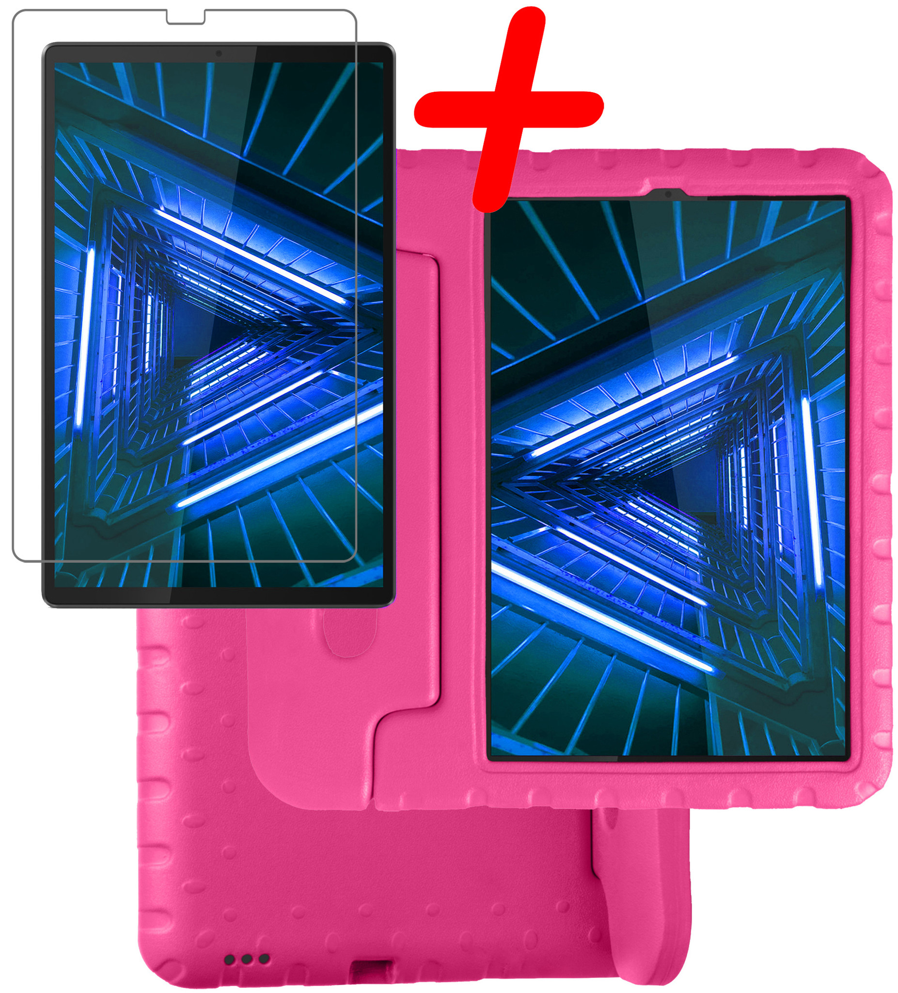 BASEY. Hoesje Geschikt voor Lenovo Tab M10 FHD Plus 2nd Gen Hoesje Kinder Hoes Shockproof Kinderhoes Met Screenprotector - Kindvriendelijk Hoesje Geschikt voor Lenovo Tab M10 FHD Plus (2e Gen) Hoes Kids Case - Roze