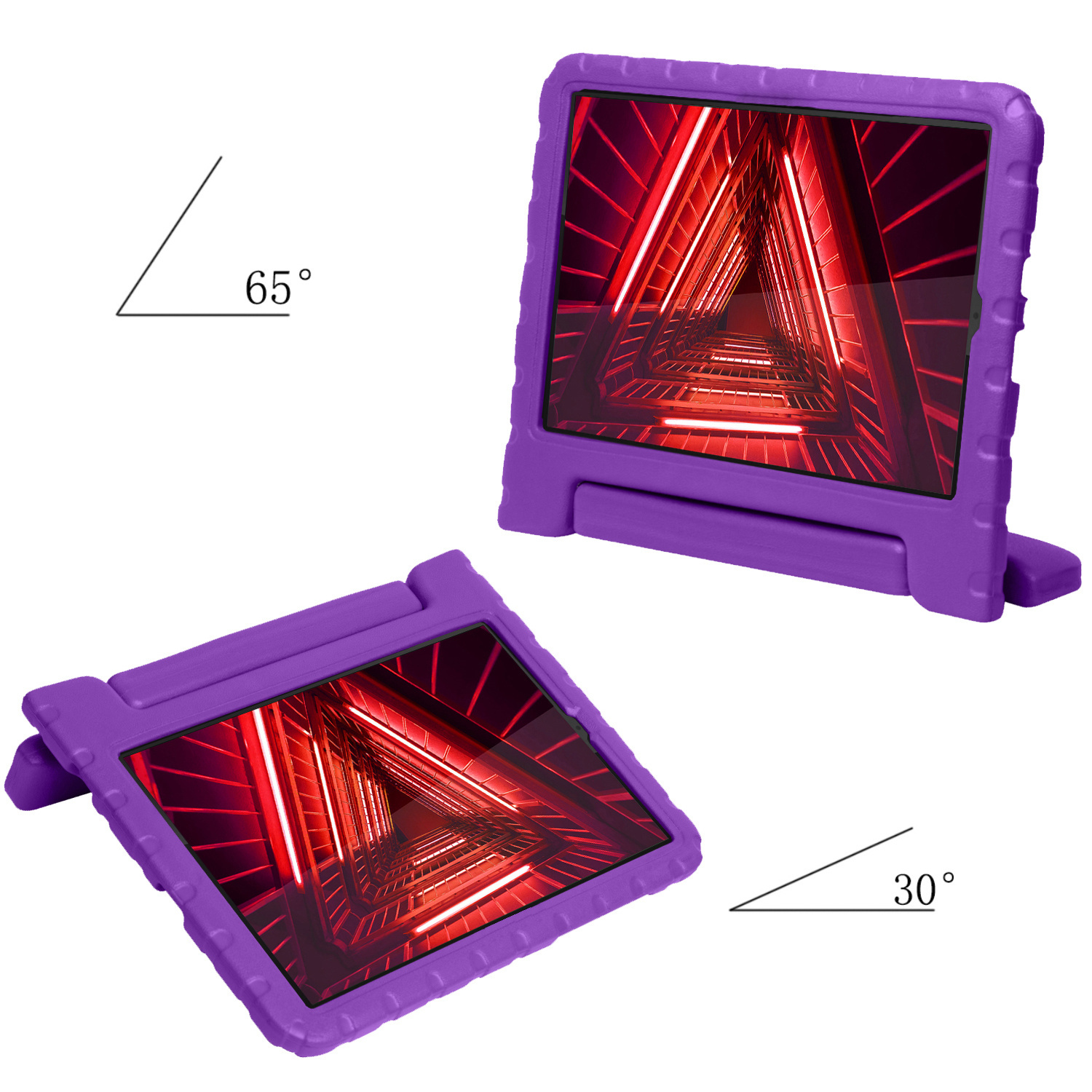 NoXx Hoesje Geschikt voor Lenovo Tab M10 FHD Plus 2nd Gen Hoesje Kinderhoes Shockproof Hoes Kids Case Met 2x Screenprotector - Paars