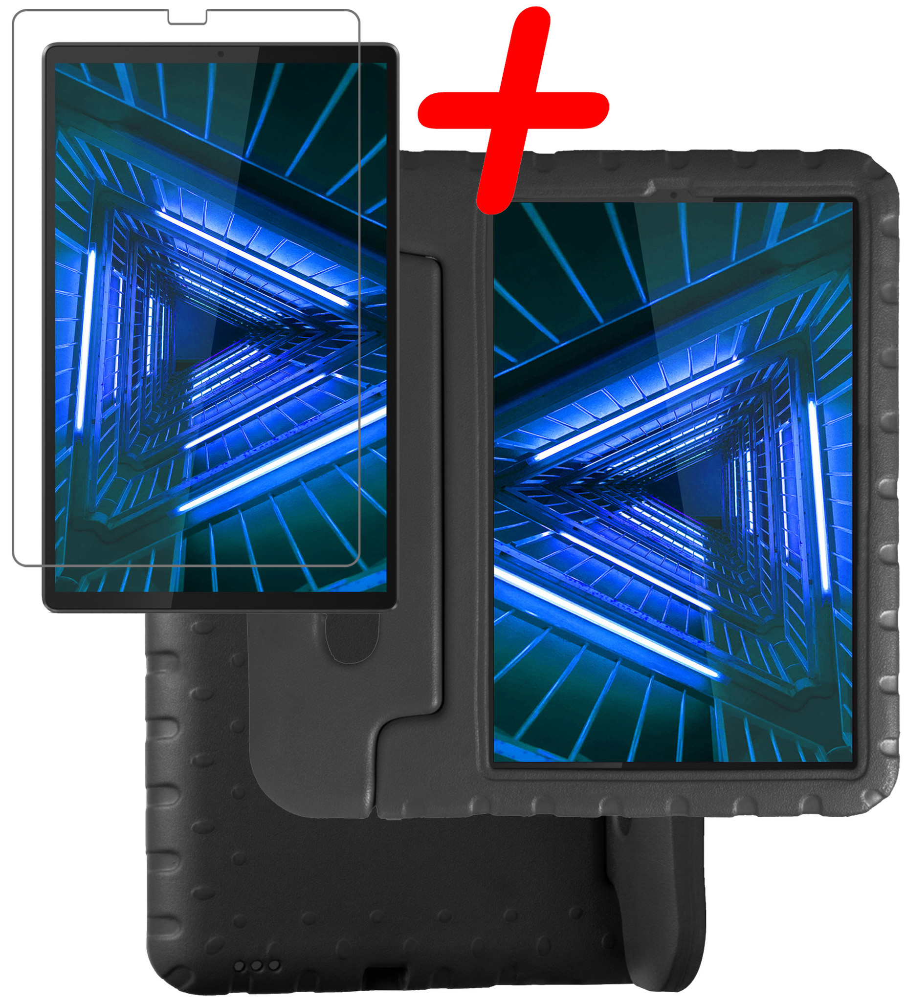 BASEY. Hoesje Geschikt voor Lenovo Tab M10 FHD Plus 2nd Gen Hoesje Kinder Hoes Shockproof Kinderhoes Met Screenprotector - Kindvriendelijk Hoesje Geschikt voor Lenovo Tab M10 FHD Plus (2e Gen) Hoes Kids Case - Zwart