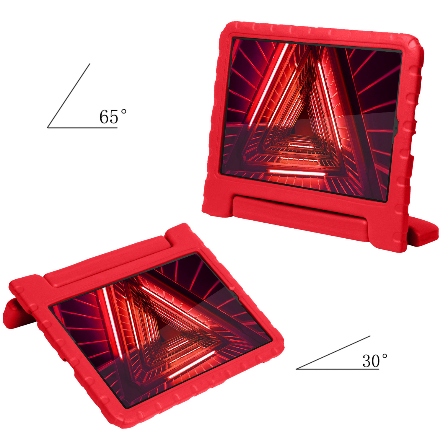 NoXx Hoesje Geschikt voor Lenovo Tab M10 FHD Plus 2nd Gen Hoesje Kinderhoes Shockproof Hoes Kids Case Met 2x Screenprotector - Rood