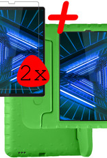 BASEY. Hoesje Geschikt voor Lenovo Tab M10 FHD Plus 2nd Gen Hoesje Kinder Hoes Shockproof Kinderhoes Met 2x Screenprotector - Kindvriendelijk Hoesje Geschikt voor Lenovo Tab M10 FHD Plus (2e Gen) Hoes Kids Case - Groen