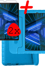 BASEY. Hoesje Geschikt voor Lenovo Tab M10 FHD Plus 2nd Gen Hoesje Kinder Hoes Shockproof Kinderhoes Met 2x Screenprotector - Kindvriendelijk Hoesje Geschikt voor Lenovo Tab M10 FHD Plus (2e Gen) Hoes Kids Case - Blauw