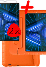 BASEY. Hoesje Geschikt voor Lenovo Tab M10 FHD Plus 2nd Gen Hoesje Kinder Hoes Shockproof Kinderhoes Met 2x Screenprotector - Kindvriendelijk Hoesje Geschikt voor Lenovo Tab M10 FHD Plus (2e Gen) Hoes Kids Case - Oranje
