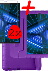 BASEY. Hoesje Geschikt voor Lenovo Tab M10 FHD Plus 2nd Gen Hoesje Kinder Hoes Shockproof Kinderhoes Met 2x Screenprotector - Kindvriendelijk Hoesje Geschikt voor Lenovo Tab M10 FHD Plus (2e Gen) Hoes Kids Case - Paars