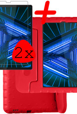 BASEY. Hoesje Geschikt voor Lenovo Tab M10 FHD Plus 2nd Gen Hoesje Kinder Hoes Shockproof Kinderhoes Met 2x Screenprotector - Kindvriendelijk Hoesje Geschikt voor Lenovo Tab M10 FHD Plus (2e Gen) Hoes Kids Case - Rood