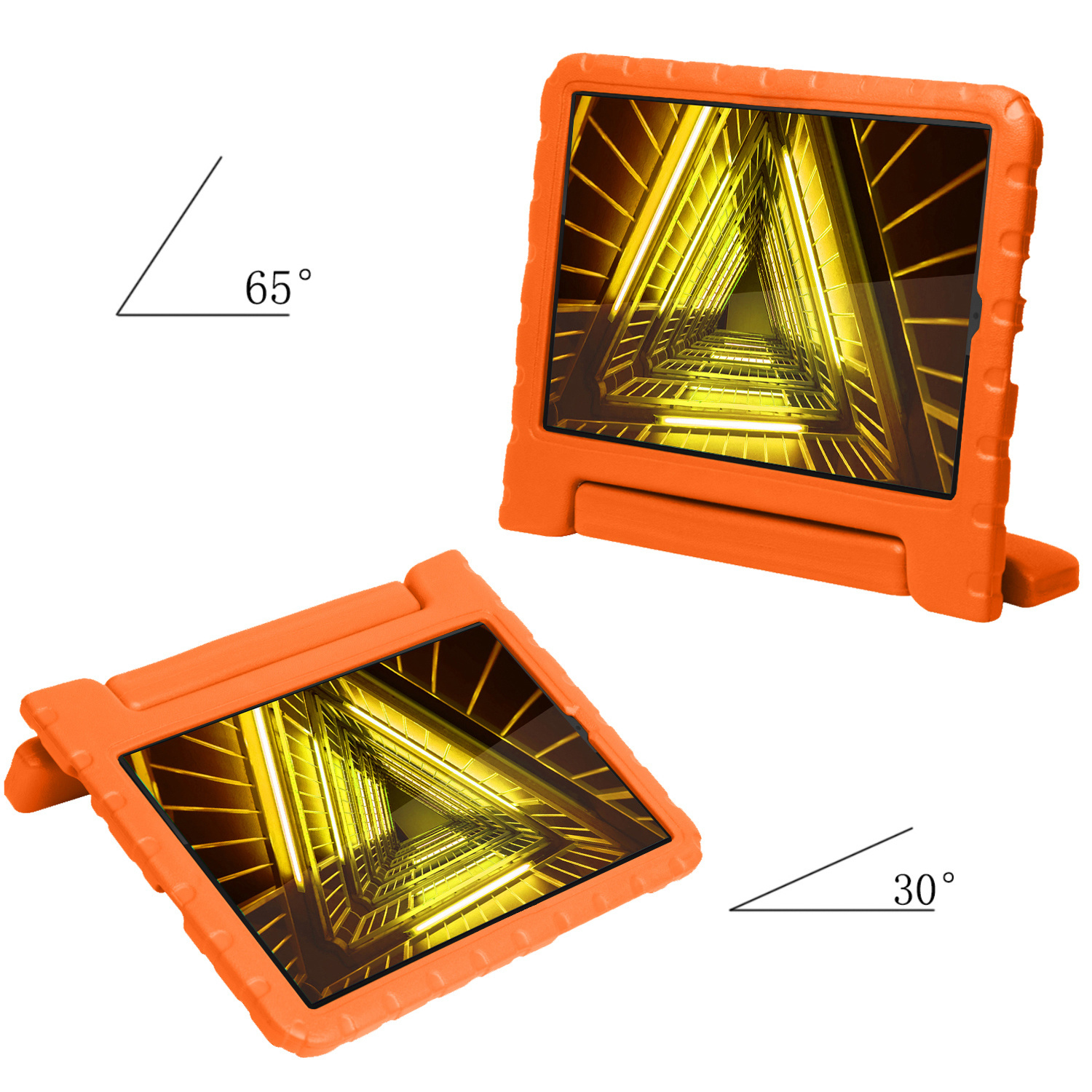 Nomfy Hoes Geschikt voor Lenovo Tab M10 FHD Plus 2nd Gen Hoes Bumper Kindvriendelijk Kids Case Kinderhoes Met 2x Screenprotector - Hoesje Geschikt voor Lenovo Tab M10 FHD Plus (2e Gen) Hoesje Shockproof Cover Hoes - Oranje