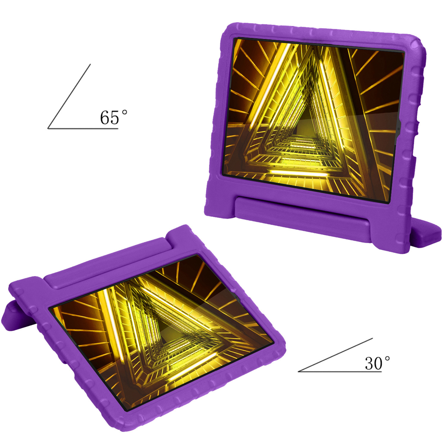 Nomfy Hoes Geschikt voor Lenovo Tab M10 FHD Plus 2nd Gen Hoes Bumper Kindvriendelijk Kids Case Kinderhoes Met 2x Screenprotector - Hoesje Geschikt voor Lenovo Tab M10 FHD Plus (2e Gen) Hoesje Shockproof Cover Hoes - Paars