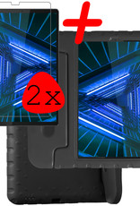 BASEY. Hoesje Geschikt voor Lenovo Tab M10 FHD Plus 2nd Gen Hoesje Kinder Hoes Shockproof Kinderhoes Met 2x Screenprotector - Kindvriendelijk Hoesje Geschikt voor Lenovo Tab M10 FHD Plus (2e Gen) Hoes Kids Case - Zwart