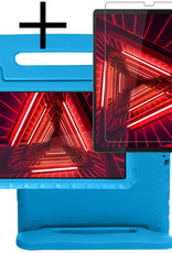 NoXx Hoesje Geschikt voor Lenovo Tab M10 FHD Plus 2nd Gen Hoesje Kinderhoes Shockproof Hoes Kids Case Met Screenprotector - Blauw