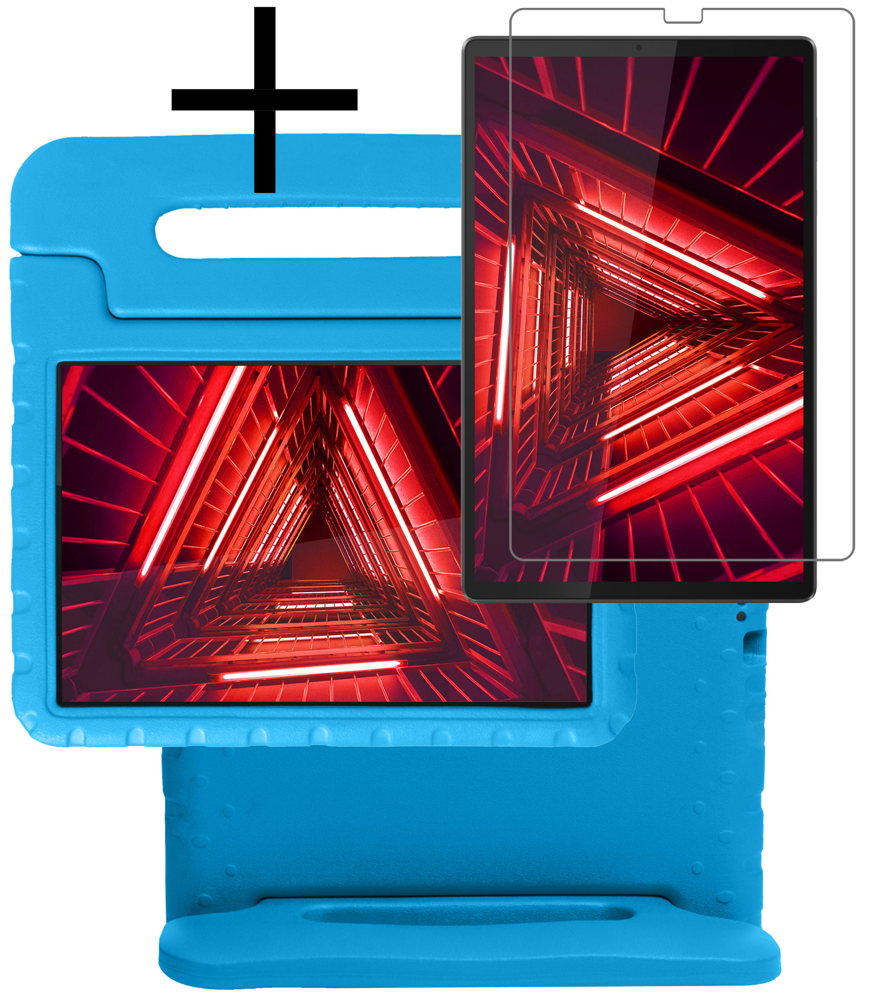 NoXx Hoesje Geschikt voor Lenovo Tab M10 FHD Plus 2nd Gen Hoesje Kinderhoes Shockproof Hoes Kids Case Met Screenprotector - Blauw