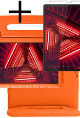 NoXx Hoesje Geschikt voor Lenovo Tab M10 FHD Plus 2nd Gen Hoesje Kinderhoes Shockproof Hoes Kids Case Met Screenprotector - Oranje