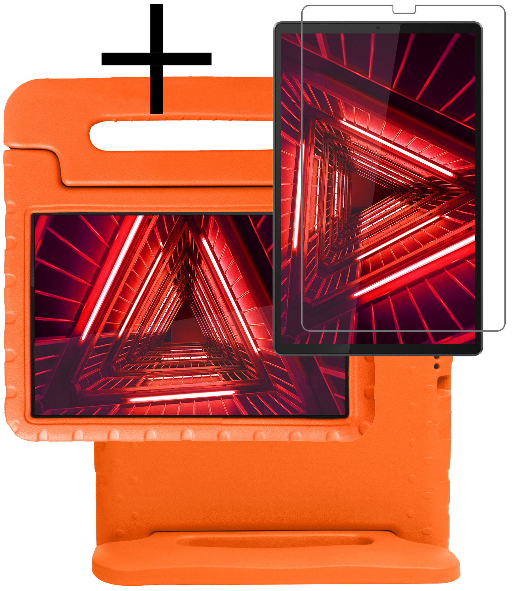 NoXx Hoesje Geschikt voor Lenovo Tab M10 FHD Plus 2nd Gen Hoesje Kinderhoes Shockproof Hoes Kids Case Met Screenprotector - Oranje