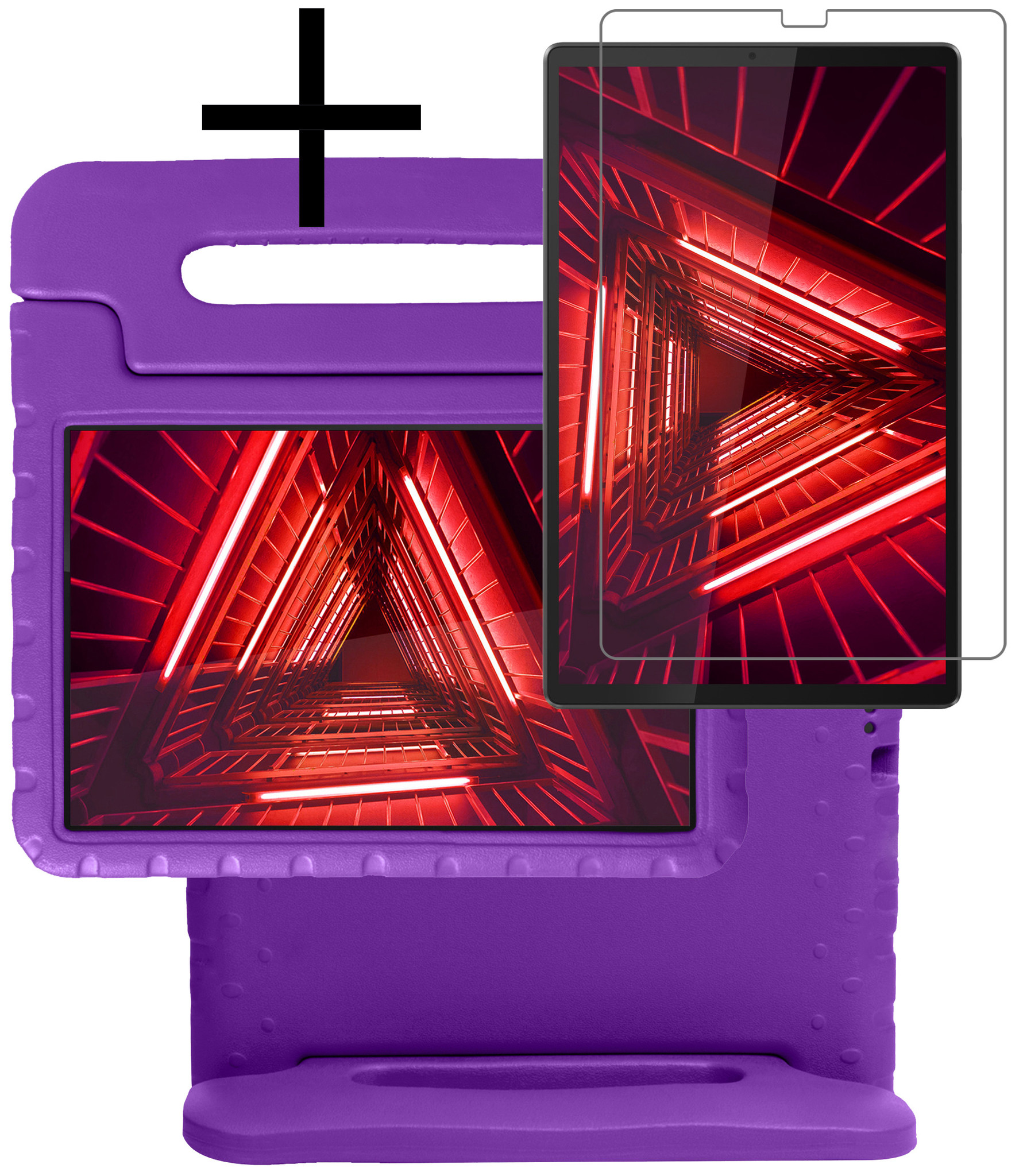 NoXx Hoesje Geschikt voor Lenovo Tab M10 FHD Plus 2nd Gen Hoesje Kinderhoes Shockproof Hoes Kids Case Met Screenprotector - Paars