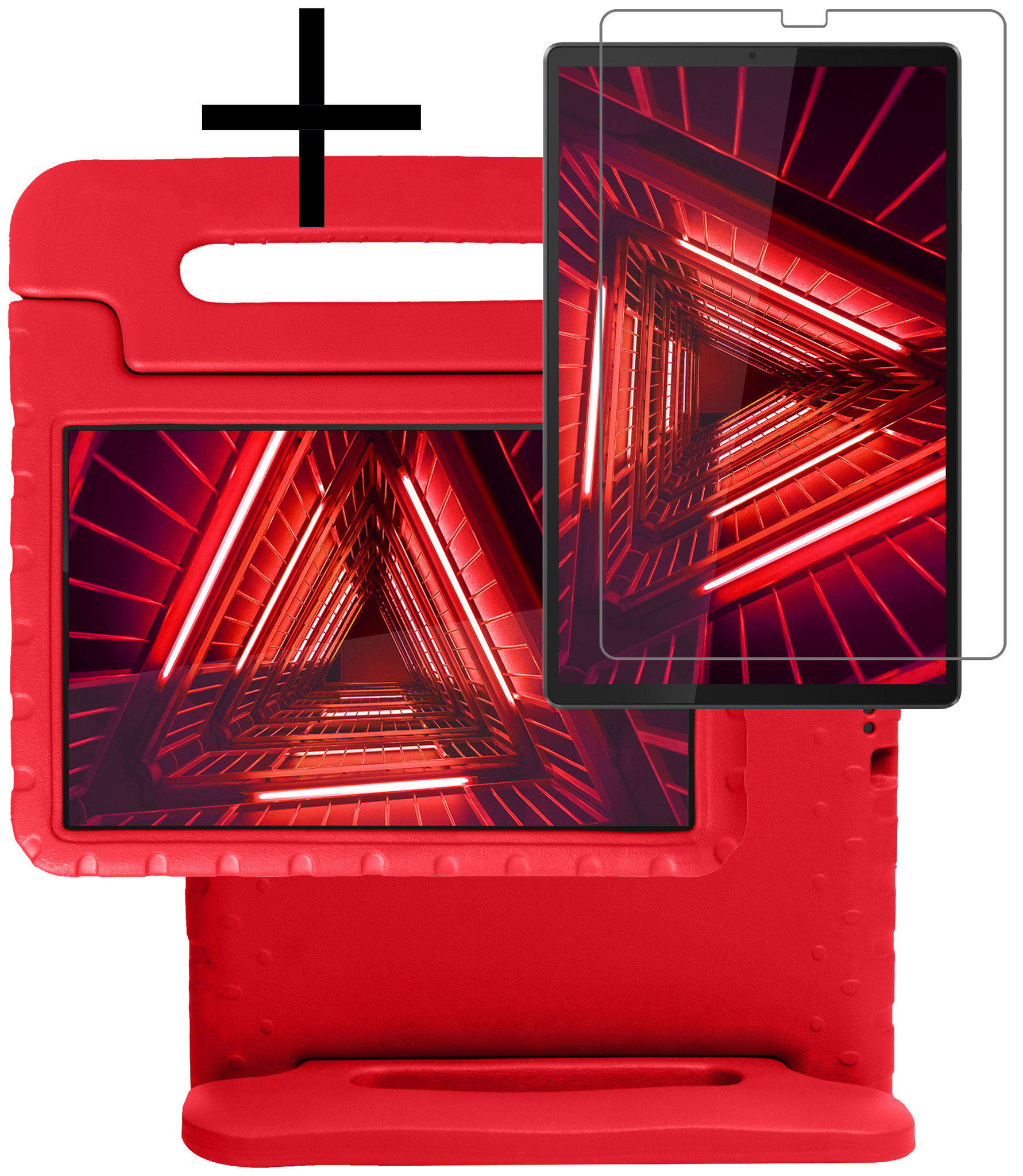 NoXx Hoesje Geschikt voor Lenovo Tab M10 FHD Plus 2nd Gen Hoesje Kinderhoes Shockproof Hoes Kids Case Met Screenprotector - Rood