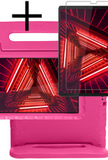 NoXx Hoesje Geschikt voor Lenovo Tab M10 FHD Plus 2nd Gen Hoesje Kinderhoes Shockproof Hoes Kids Case Met Screenprotector - Roze