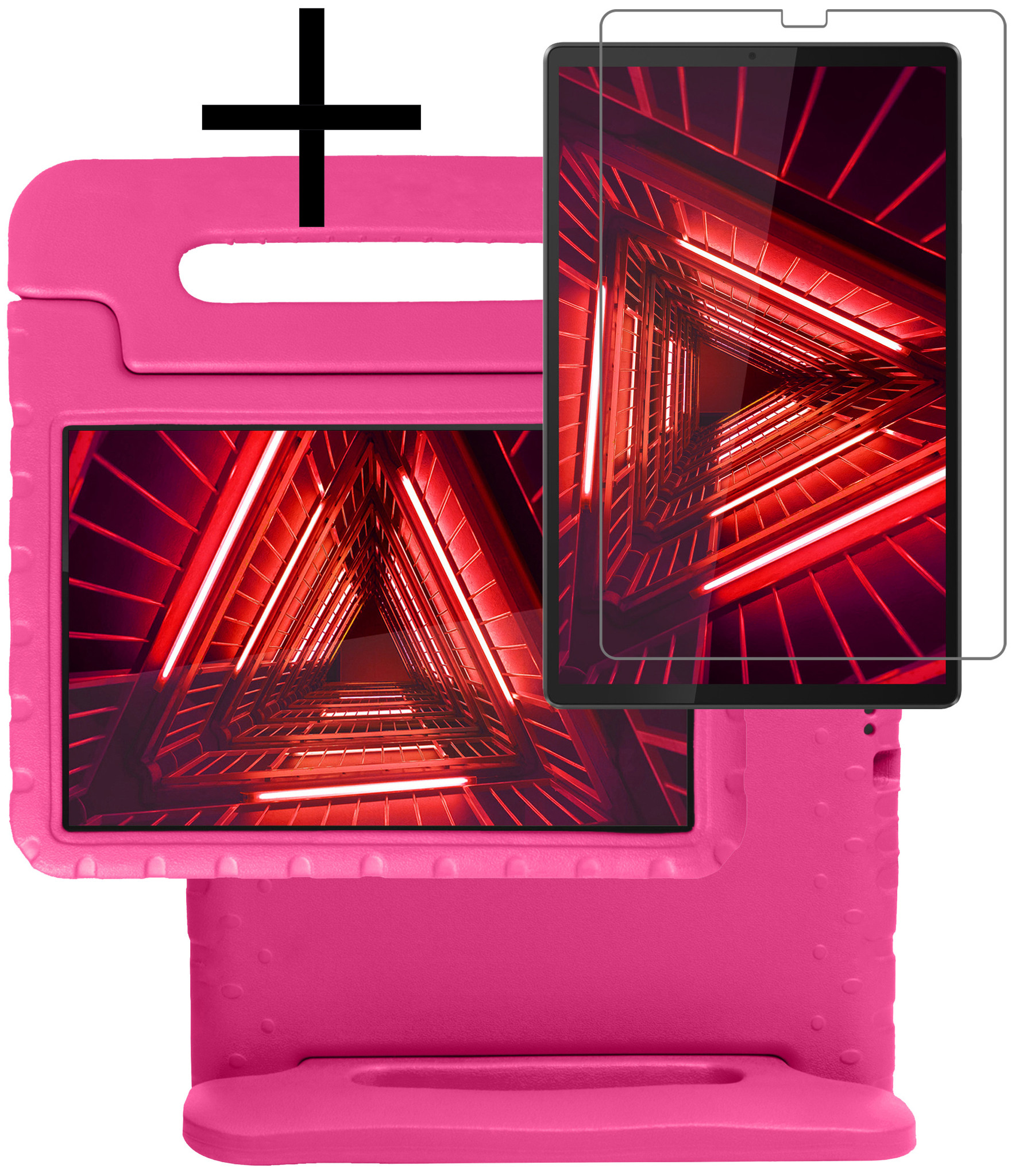 NoXx Hoesje Geschikt voor Lenovo Tab M10 FHD Plus 2nd Gen Hoesje Kinderhoes Shockproof Hoes Kids Case Met Screenprotector - Roze