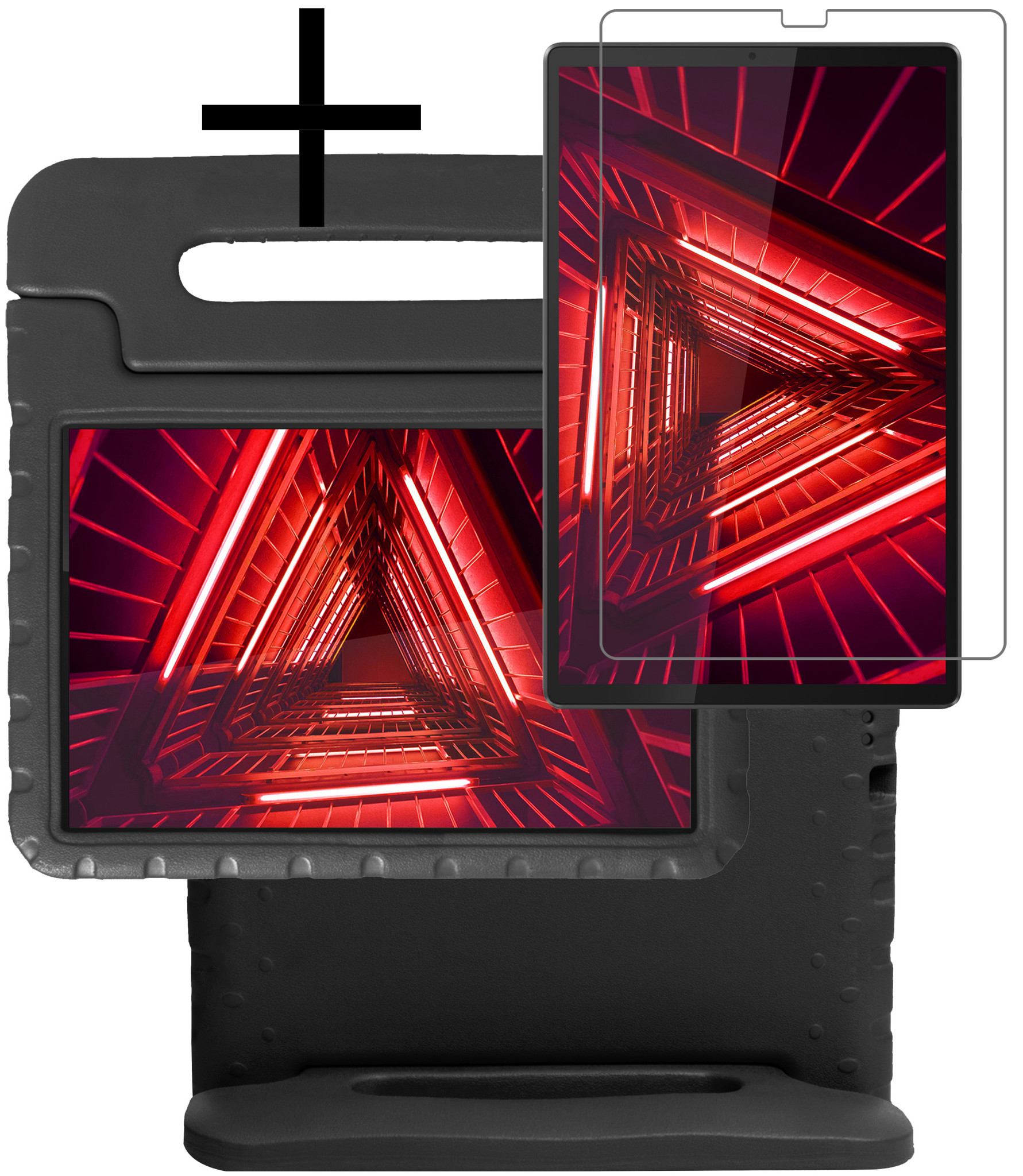 NoXx Hoesje Geschikt voor Lenovo Tab M10 FHD Plus 2nd Gen Hoesje Kinderhoes Shockproof Hoes Kids Case Met Screenprotector - Zwart