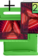 NoXx Hoesje Geschikt voor Lenovo Tab M10 FHD Plus 2nd Gen Hoesje Kinderhoes Shockproof Hoes Kids Case Met 2x Screenprotector - Groen