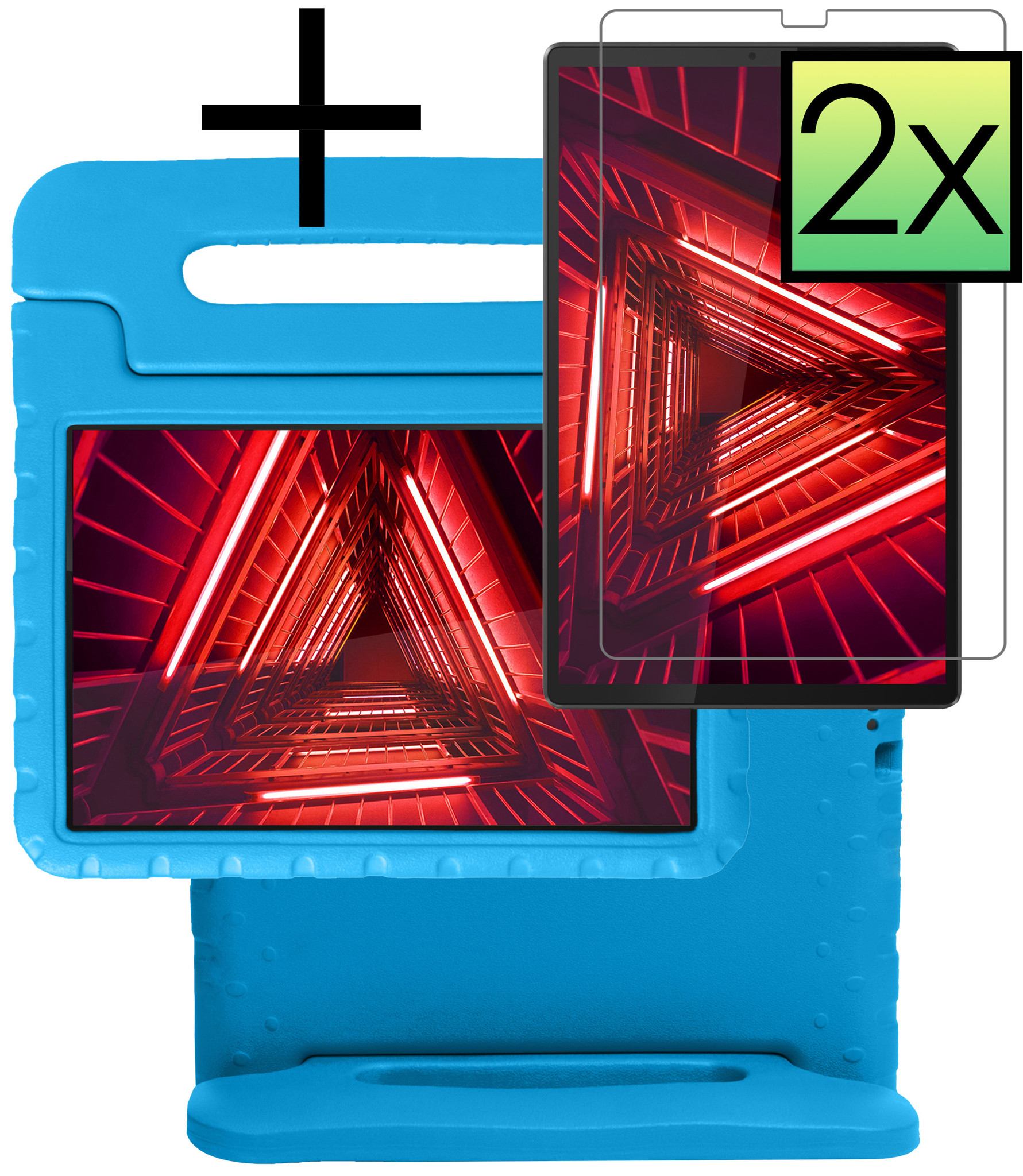 NoXx Hoesje Geschikt voor Lenovo Tab M10 FHD Plus 2nd Gen Hoesje Kinderhoes Shockproof Hoes Kids Case Met 2x Screenprotector - Blauw