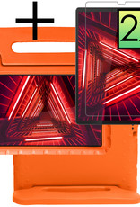 NoXx Hoesje Geschikt voor Lenovo Tab M10 FHD Plus 2nd Gen Hoesje Kinderhoes Shockproof Hoes Kids Case Met 2x Screenprotector - Oranje