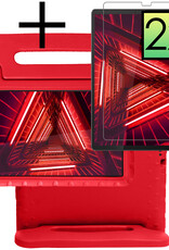 NoXx Hoesje Geschikt voor Lenovo Tab M10 FHD Plus 2nd Gen Hoesje Kinderhoes Shockproof Hoes Kids Case Met 2x Screenprotector - Rood