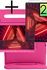 NoXx Hoesje Geschikt voor Lenovo Tab M10 FHD Plus 2nd Gen Hoesje Kinderhoes Shockproof Hoes Kids Case Met 2x Screenprotector - Roze