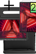 NoXx Hoesje Geschikt voor Lenovo Tab M10 FHD Plus 2nd Gen Hoesje Kinderhoes Shockproof Hoes Kids Case Met 2x Screenprotector - Zwart