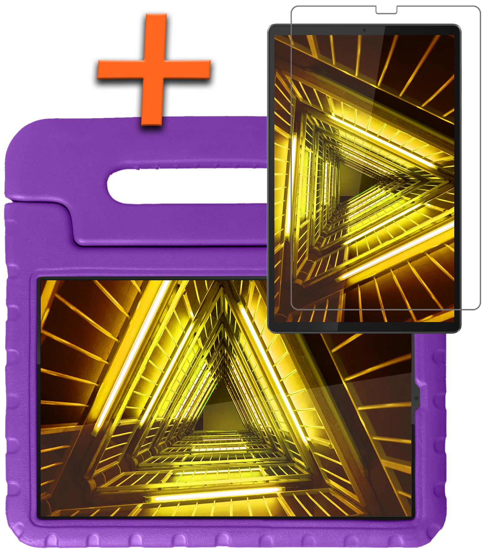 Nomfy Hoes Geschikt voor Lenovo Tab M10 FHD Plus 2nd Gen Hoes Bumper Kindvriendelijk Kids Case Kinderhoes Met Screenprotector - Hoesje Geschikt voor Lenovo Tab M10 FHD Plus (2e Gen) Hoesje Shockproof Cover Hoes - Paars