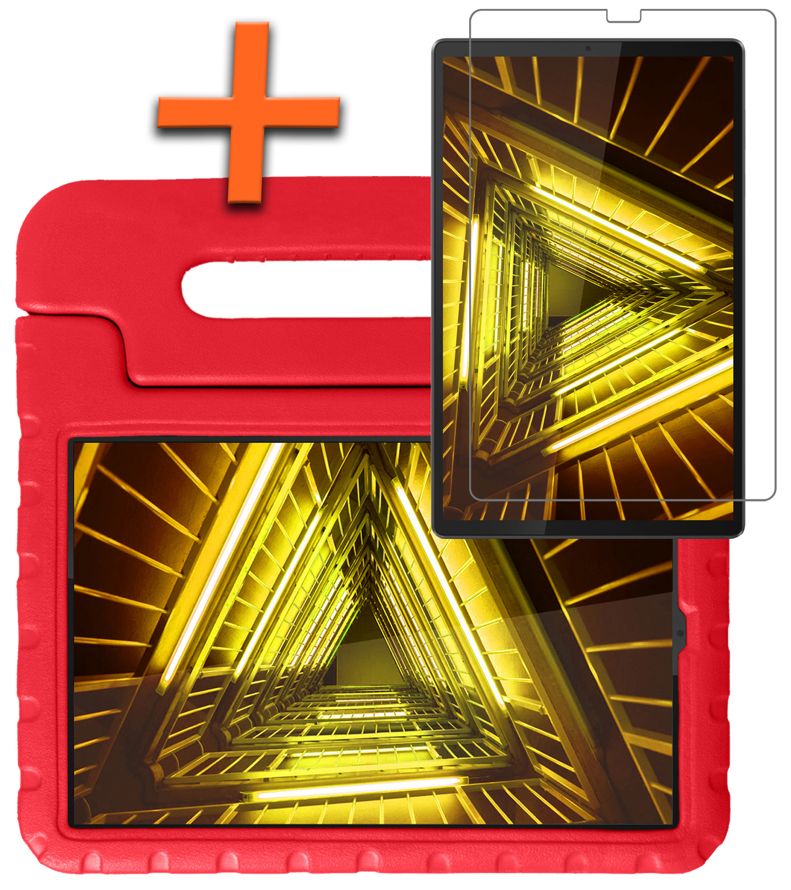 Nomfy Hoes Geschikt voor Lenovo Tab M10 FHD Plus 2nd Gen Hoes Bumper Kindvriendelijk Kids Case Kinderhoes Met Screenprotector - Hoesje Geschikt voor Lenovo Tab M10 FHD Plus (2e Gen) Hoesje Shockproof Cover Hoes - Rood