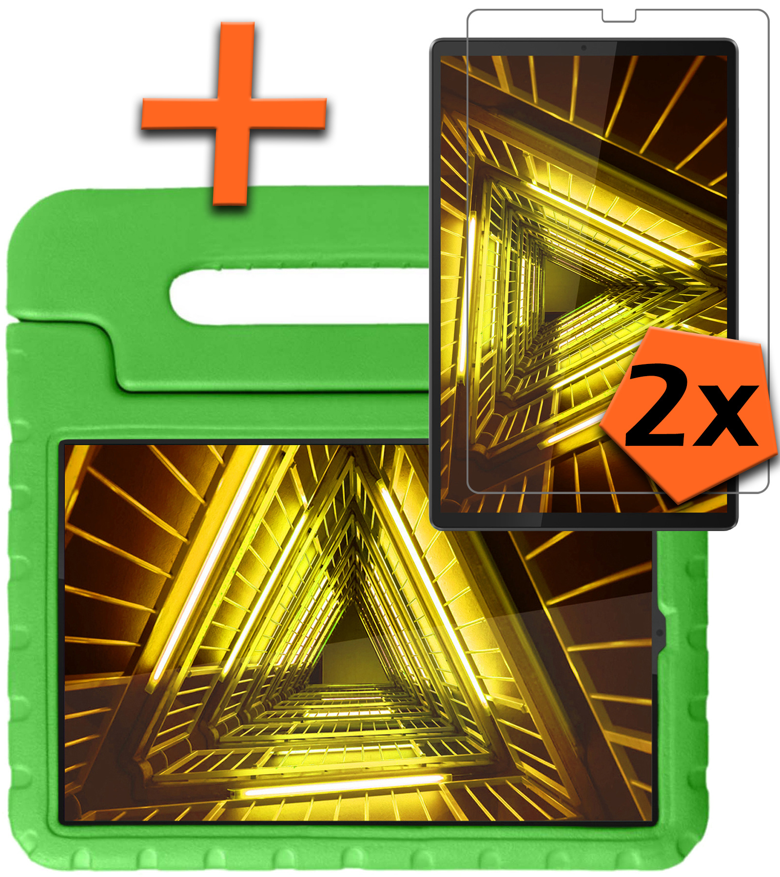 Nomfy Hoes Geschikt voor Lenovo Tab M10 FHD Plus 2nd Gen Hoes Bumper Kindvriendelijk Kids Case Kinderhoes Met 2x Screenprotector - Hoesje Geschikt voor Lenovo Tab M10 FHD Plus (2e Gen) Hoesje Shockproof Cover Hoes - Groen